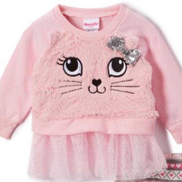 Nannette Pink Cat Bow Sweatshirt & Stripe Leggings - Picture 2 of 3